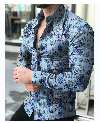 Herren figurbetontes Langarmhemd mit feinem Ornamentmuster und stretch Baumwollmischung Shop Nory