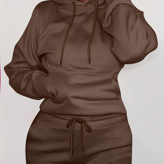 Damen nan figurbetontes Hoodie-und Taillenrock-Set mit Kängurutasche und Tunnelzug Shop Nory