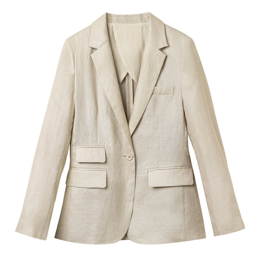 Damen Sommerlicher Leinen‑Mix Blazer mit taillierter Silhouette und Pattentaschen Shop Nory