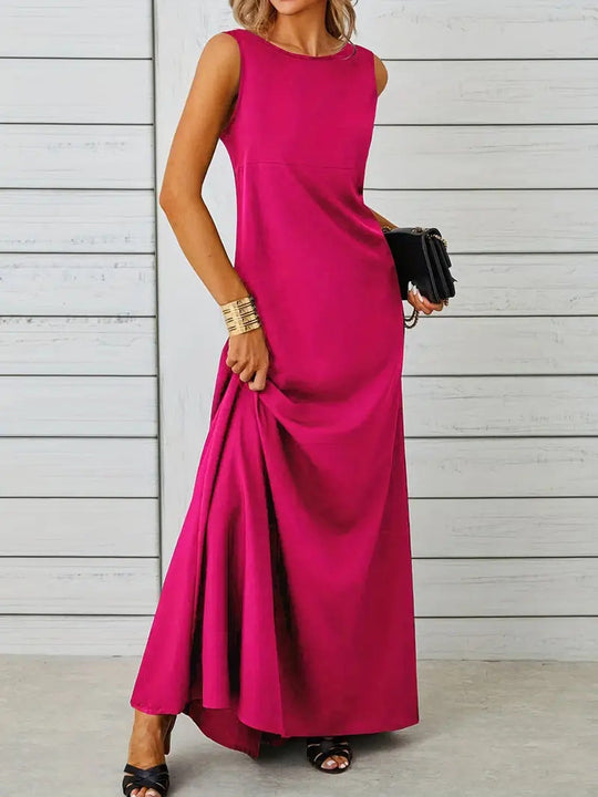 Damen elegantes Maxikleid mit schwingendem Saum und klassischem Schnitt