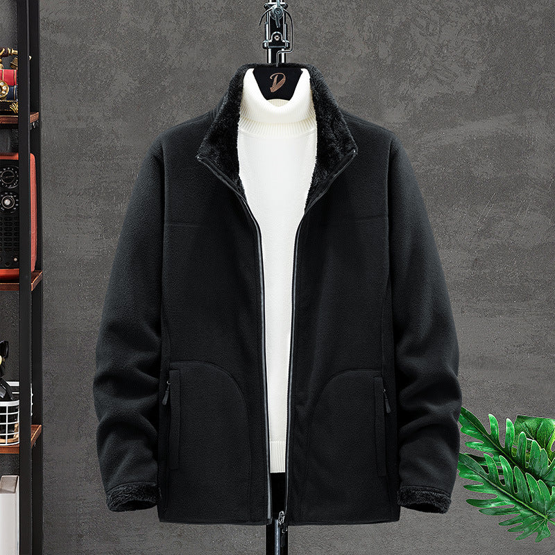 Damen Kuschelige Fleecejacke mit Teddyfutter, Stehkragen und Zwei Reißverschlusstaschen Shop Nory