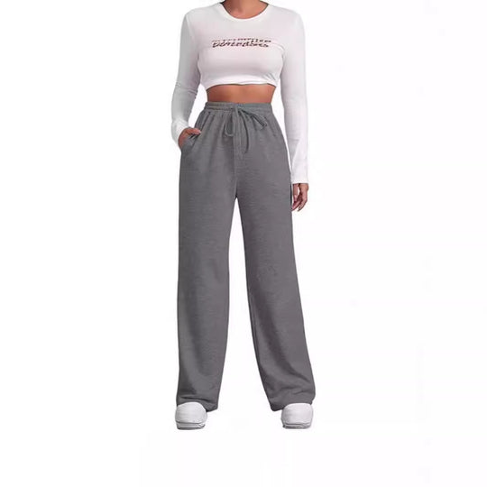 Damen nan fließende Relax-Palazzohose mit hohem Komfortbund, Kordelzug und seitlichen Einschubtaschen Shop Nory