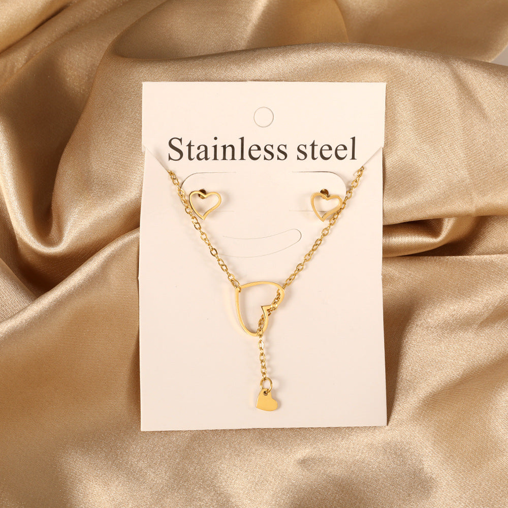 Damen Schmuckset mit herzförmigen Anhängern aus hochwertigem Edelstahl und goldplattierter Beschichtung Shop Nory