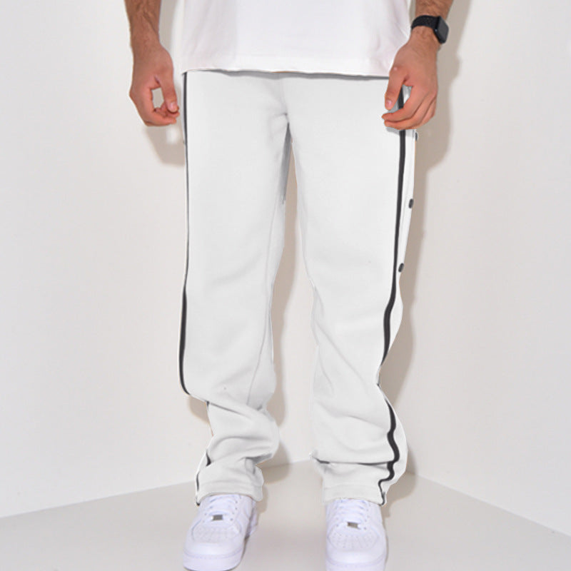 Herren Snap-Trackhose mit seitlichem Kontraststreifen, Druckknopf-Leiste und elastischem Bund Shop Nory