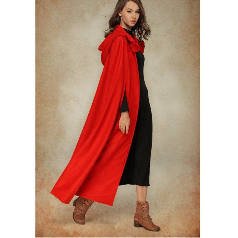 Damen elegante Kapuzenumhang mit verstellbarem Verschluss