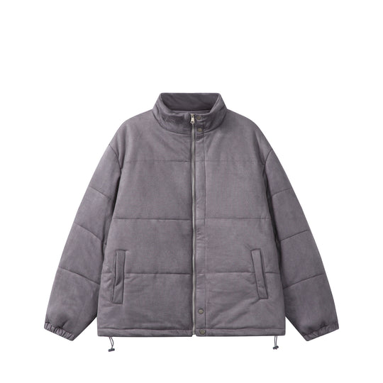 Unisex Boxy‑Steppjacke im Samtfinish mit hohem Funnelkragen und verstellbarem Saum Shop Nory