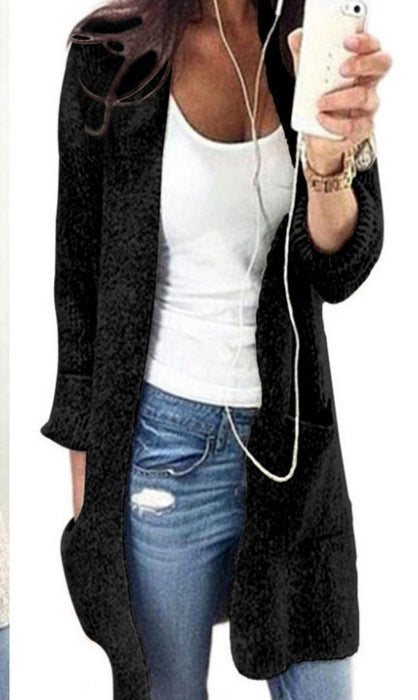 Damen Langstrickjacke mit offenen Ärmeln und praktischen Taschen
