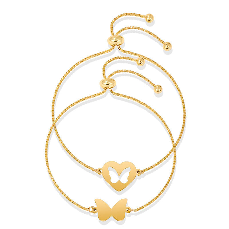 Damen Armband mit filigranem Schmetterlings- und Herzdesign Shop Nory