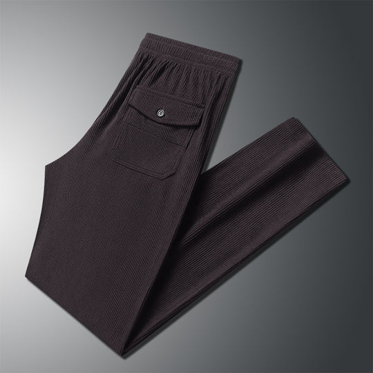 Herren Geradlinige Rib-Struktur Lounge-Hose mit Elastikbund und Klappentasche Shop Nory