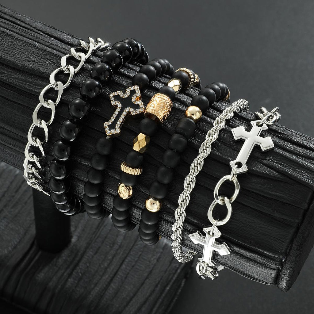 Damen Armband-Set mit modernen Kreuz- und Edelstein-Akzenten Shop Nory