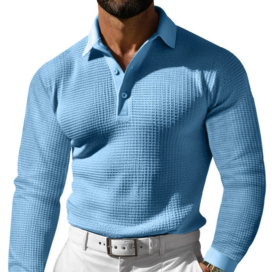 Herren Langarm-Poloshirt mit strukturiertem Design und klassischem Kragen