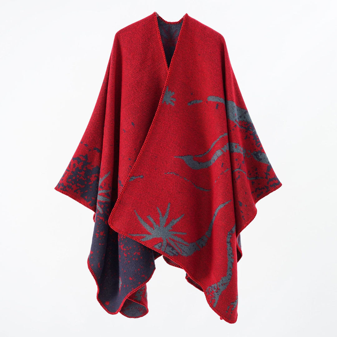 Damen Wendbarer Jacquard-Wickelponcho im Oversize-Umhang Shop Nory