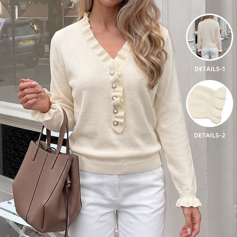 Damen Eleganter Pullover mit Rüschendetails Shop Nory