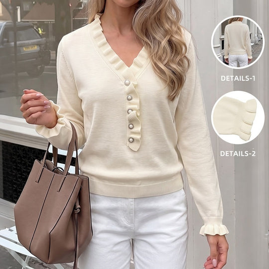 Damen Eleganter Pullover mit Rüschendetails Shop Nory