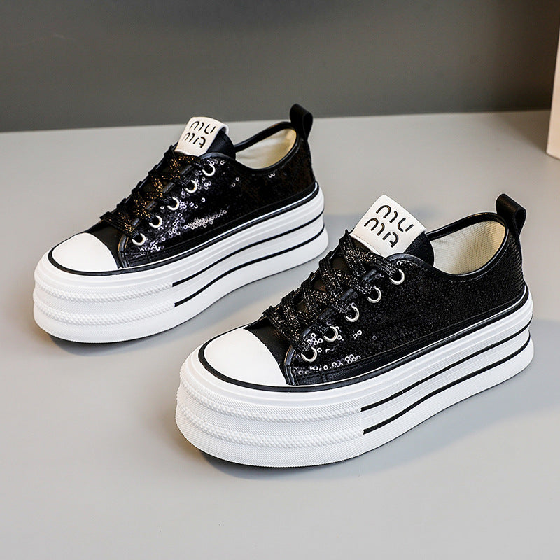 Damen Glitzernde Plateau Sneakers mit komfortablem Design