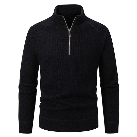 Herren Feinstrick-Halbzip-Pullover mit Stehkragen und schmaler Passform Shop Nory