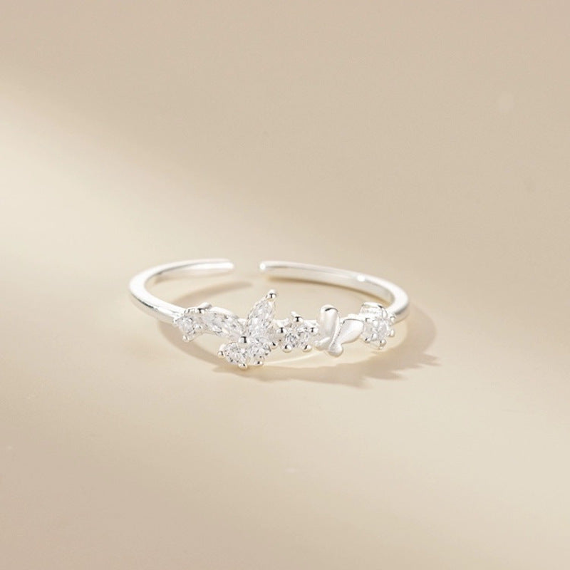 Damen Offener Ring mit funkelndem Edelstein-Design Shop Nory