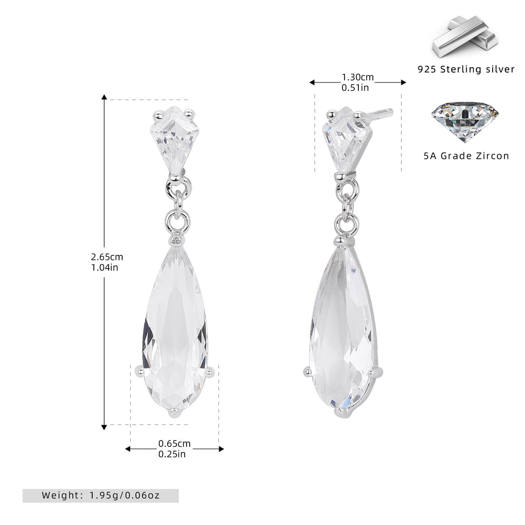 Damen Ohrhänger mit funkelnden Tropfen-Zirkonen aus hochwertigem 925 Sterling Silber Shop Nory