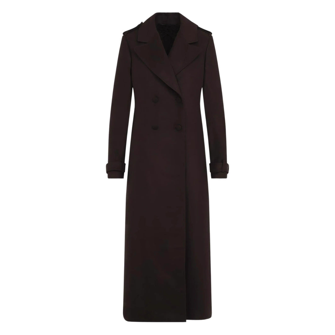 Damen Langer Doppelreihiger Wollmantel mit Schulterpatten Shop Nory
