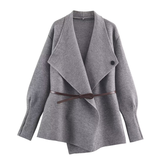 Damen Wickel-Mantel mit Oversize-Schalkragen und Taillengürtel Shop Nory