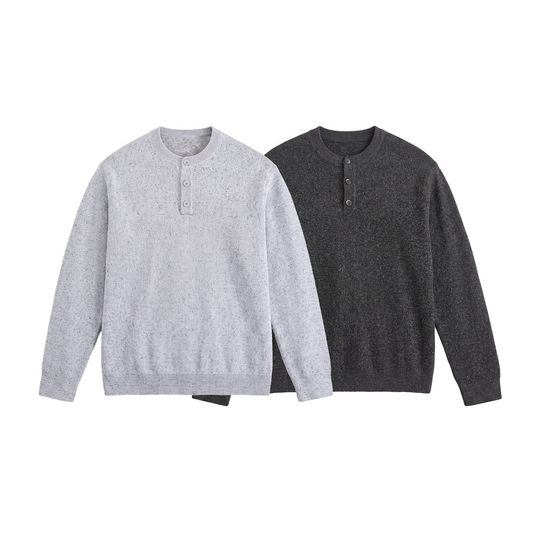 Herren Strukturierter Henley‑Strickpullover mit Dreifach‑Knopfleiste Shop Nory