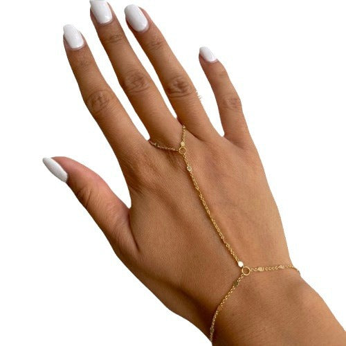 Damen Handkette aus feinen Gliederketten mit eleganten Akzenten Shop Nory