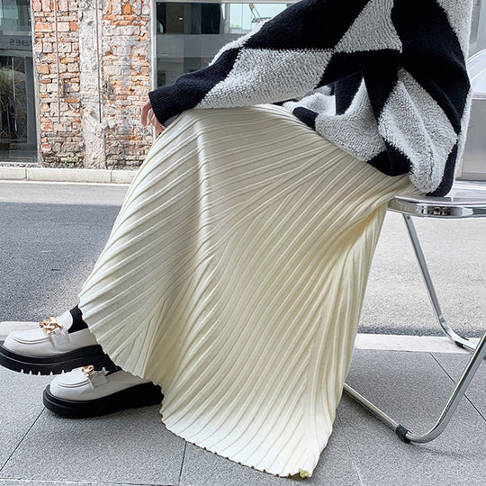 Damen Plissierter Maxirock mit elegantem Wellenmuster Shop Nory
