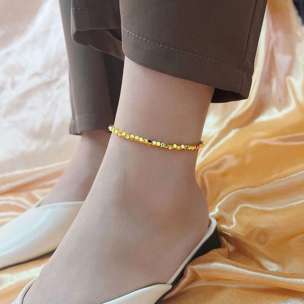 Damen filigrane Fußkette aus glänzendem Metall Shop Nory