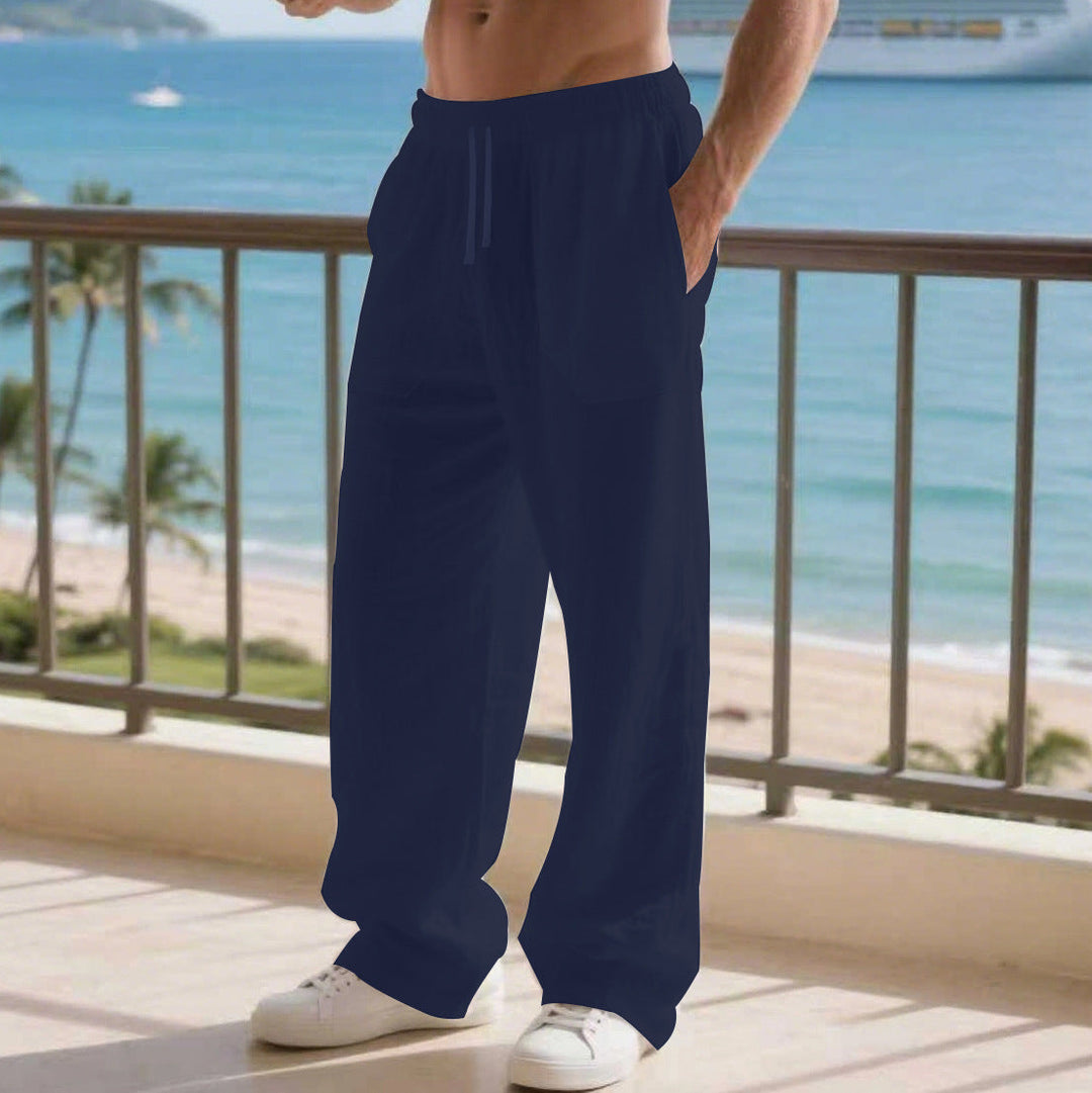Herren Bequeme Strandhose mit seitlichen Taschen und elastischem Bund