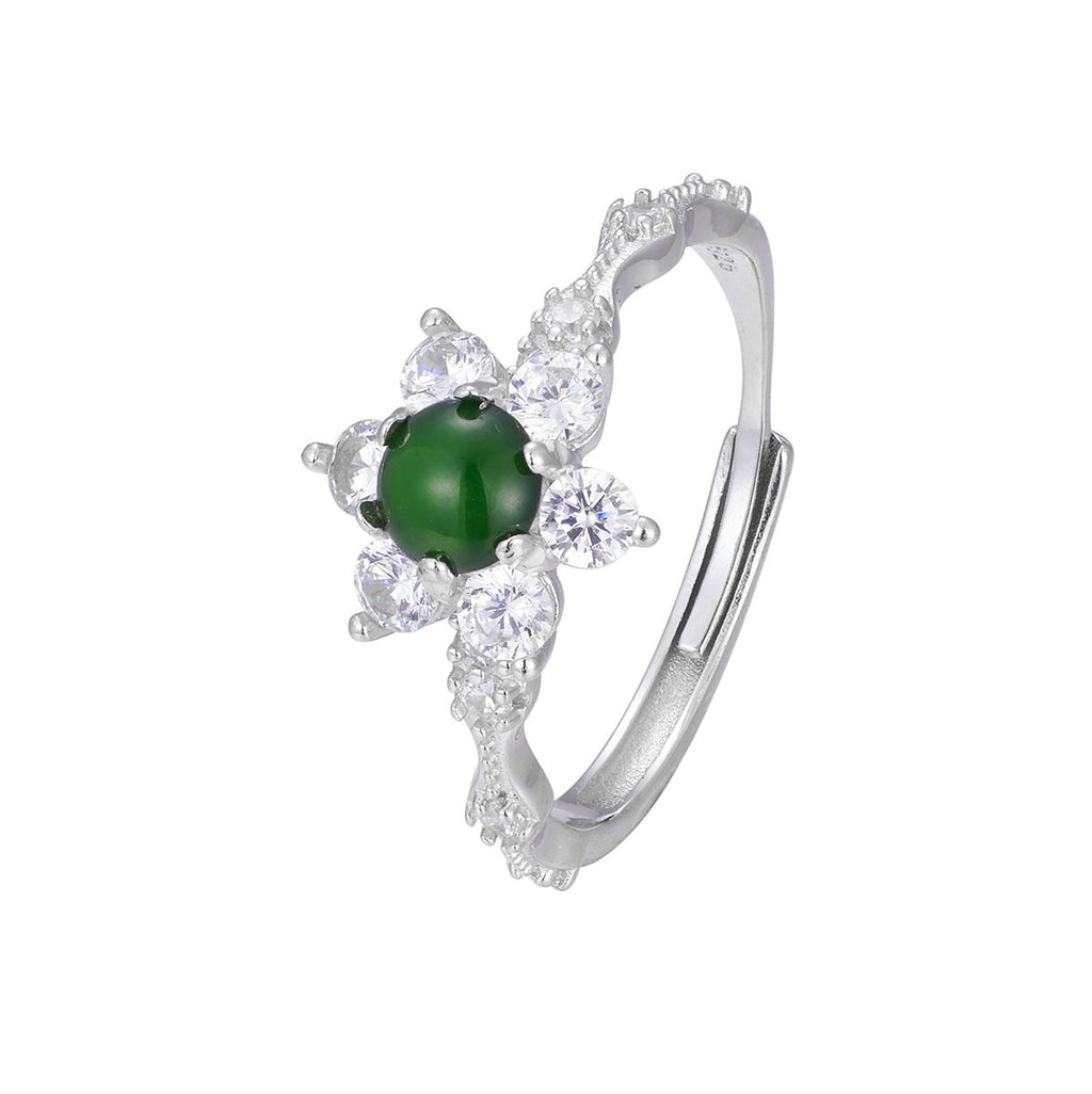 Damen Ring mit grünem Jade-Edelstein und funkelnden Zirkonia Shop Nory