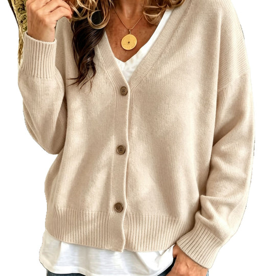 Damen Oversized Feinstrick-Cardigan mit tiefem V-Ausschnitt und gerippten Bündchen Shop Nory