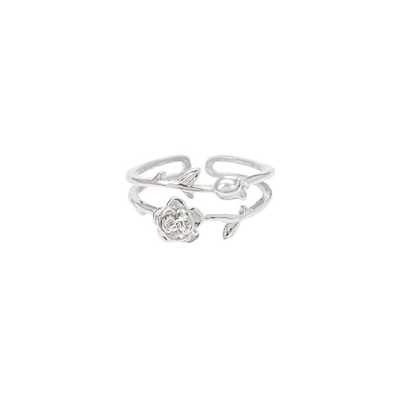 Damen Offener Ring mit kunstvollem Rosen-Design Shop Nory