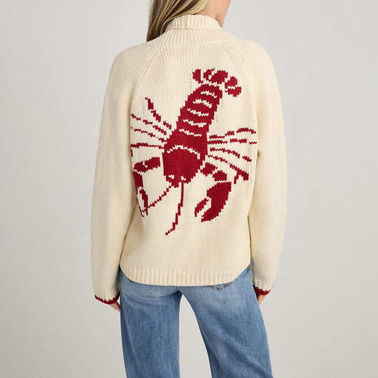 Damen Grobstrick Rollkragenpullover mit Hummer-Intarsie und lässiger Oversize-Passform Shop Nory