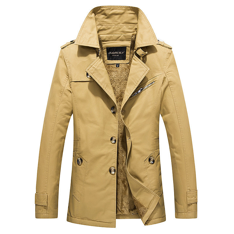 Herren Kurzmantel im Trenchcoat‑Stil mit Teddyfutter, Reverskragen und Schulterpatten Shop Nory