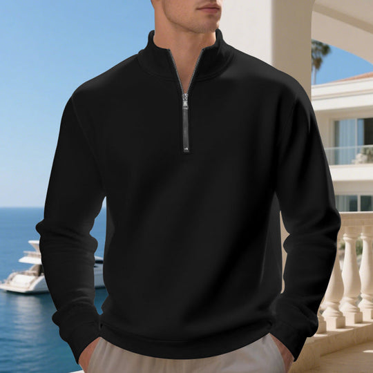 Herren sportlicher Sweatshirt mit modernem Stehkragen und Reißverschluss