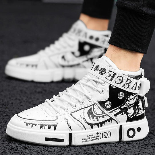 Herren High-Top Grafik-Sneaker mit Klettverschluss und auffälliger Plateausohle Shopy Nory