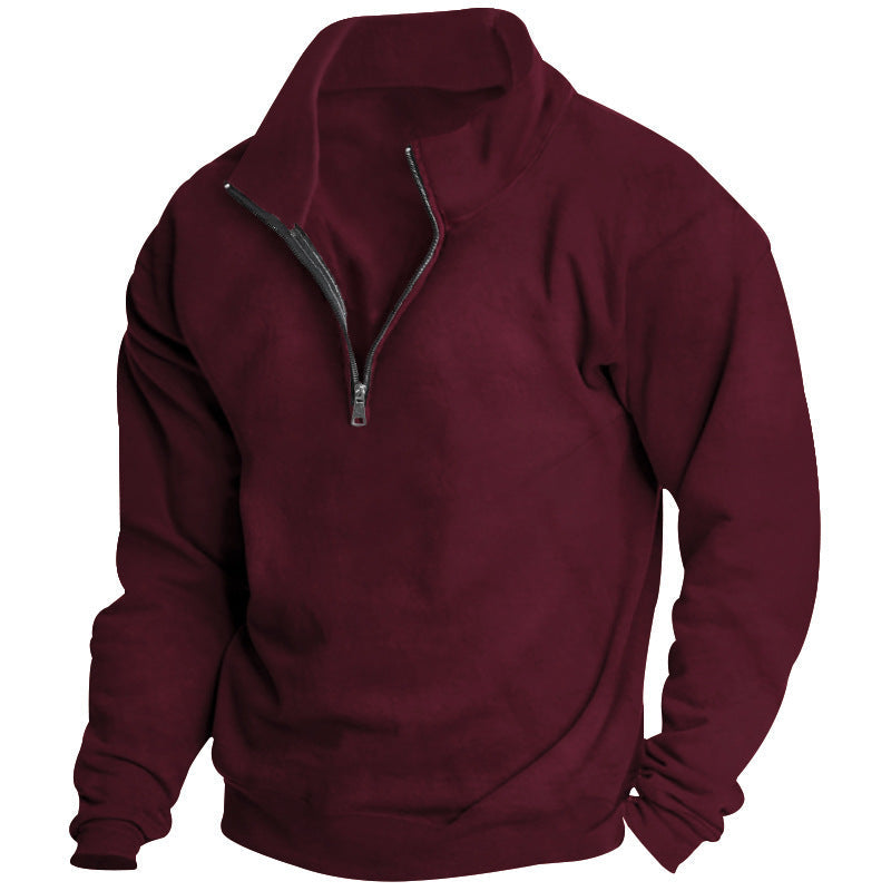 Herren Sportlicher Stehkragenpullover mit Reißverschluss