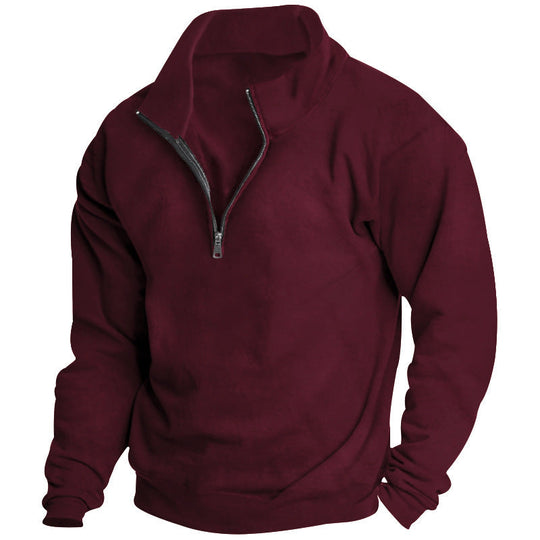 Herren Sportlicher Stehkragenpullover mit Reißverschluss