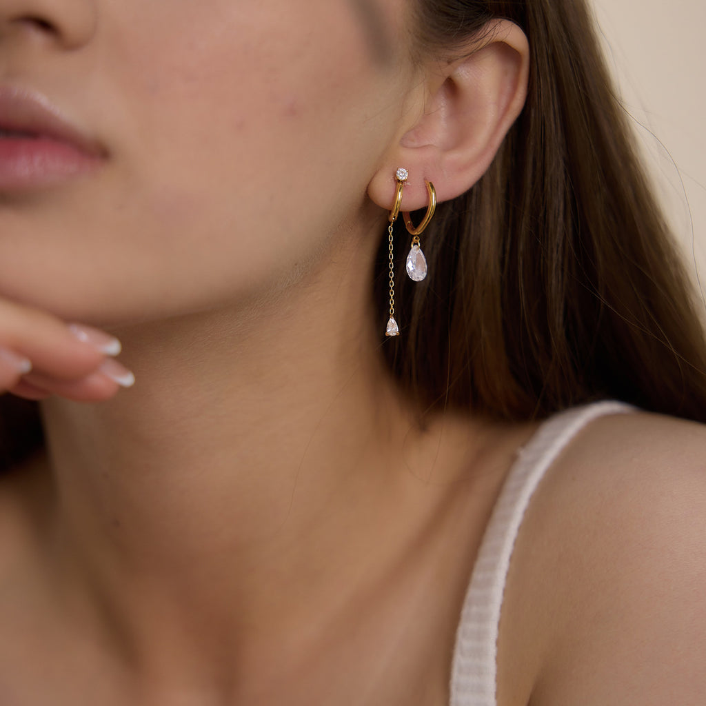 Damen Ohrhänger mit eleganten Tropfenanhängern aus hypoallergenem Edelstahl Shop Nory