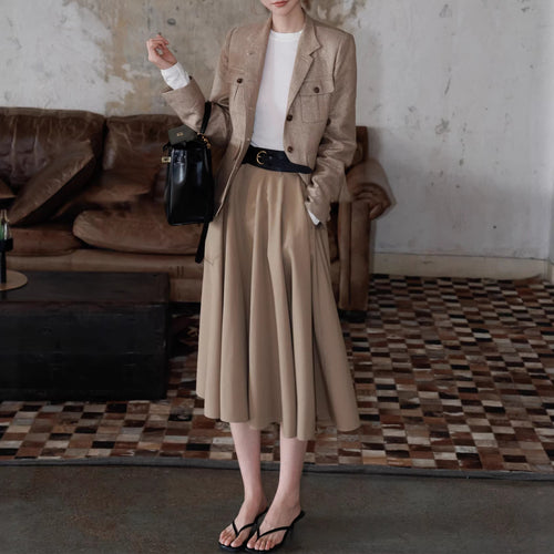 Damen Elegante Leinenjacke mit Taillengürtel Shop Nory