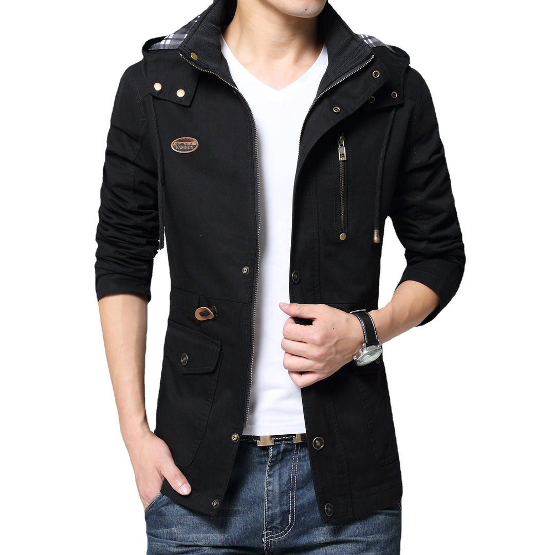 Herren Urbaner Baumwoll-Parka mit Tunnelzug, Brustreißverschluss und geripptem Innenkragen Shop Nory