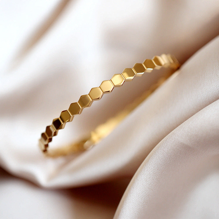 Damen Geometrisches Sechseck-Muster Bangle-Armband Shop Nory