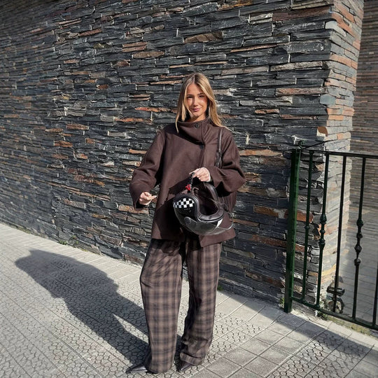 Damen Langer Wollmix-Mantel mit Oversize-Schnitt und weitem Revers Shop Nory