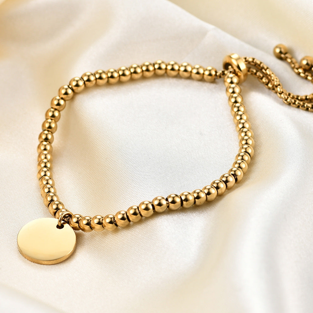 Damen Armband mit verstellbarem Kugeldesign und gravierbarem Anhänger Shop Nory