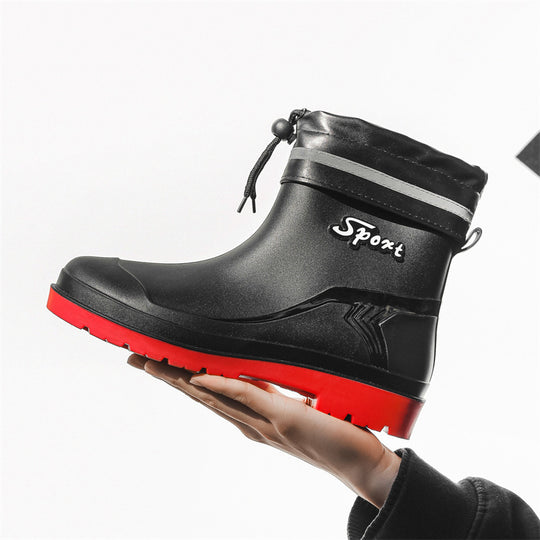 Herren Kurze wasserdichte Regenstiefelette mit Kordelverschluss und profiliertem Outdoor-Sohlendesign Shop Nory