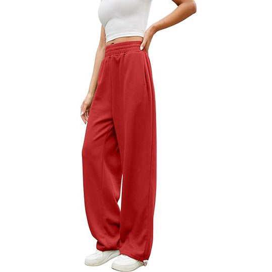 Damen nan lockerfallende Palazzohose aus Sweat mit hochgeschnittenem Komfortbund, Tunnelzug und seitlichen Eingrifftaschen Shop Nory
