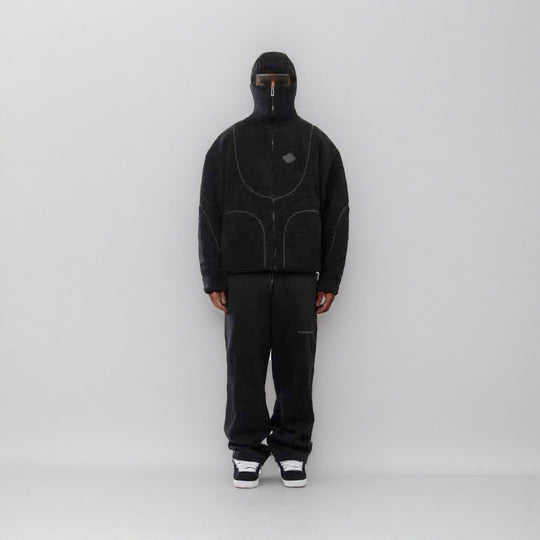 Herren Gemütliche Teddyjacke mit Kontrastnähten