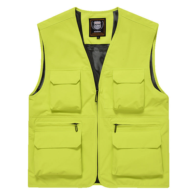 Herren Multitaschen-Utility-Weste mit durchgehendem Reißverschluss, atmungsaktivem Mesh-Futter und großvolumigen Klapp- und Reißverschlusstaschen Shop Nory