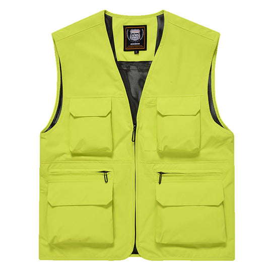 Herren Multitaschen-Utility-Weste mit durchgehendem Reißverschluss, atmungsaktivem Mesh-Futter und großvolumigen Klapp- und Reißverschlusstaschen Shop Nory