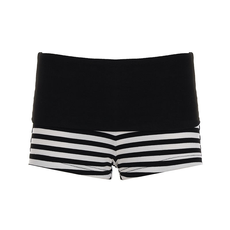 Damen Sportliche Shorts mit breitem elastischem Bund und modernem Streifenmuster